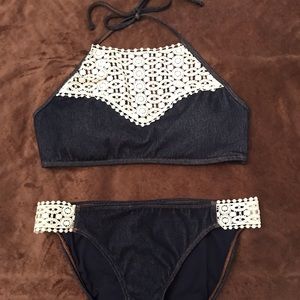 NWOT Denim Two-piece Swimsuit